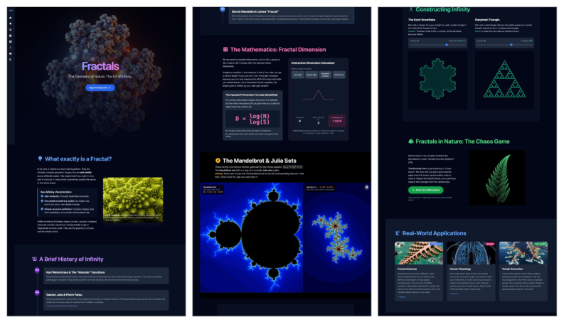 论文 Figure 5:"Explain fractals" 生成的 web app