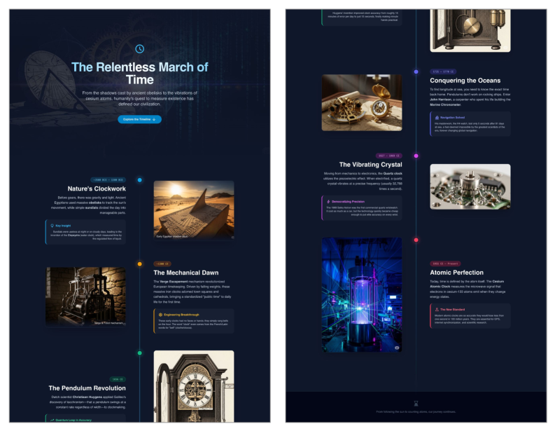 论文 Figure 6:"History of Time Keeping Devices" 生成的 web app
