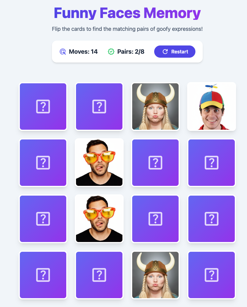论文 Figure 7:"Memory Game" 生成的 web app